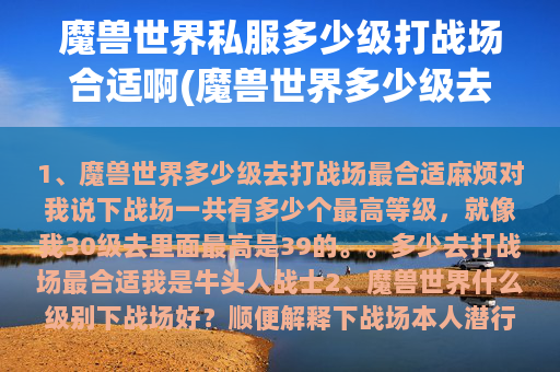 魔兽世界私服多少级打战场合适啊(魔兽世界多少级去打战场最合适)