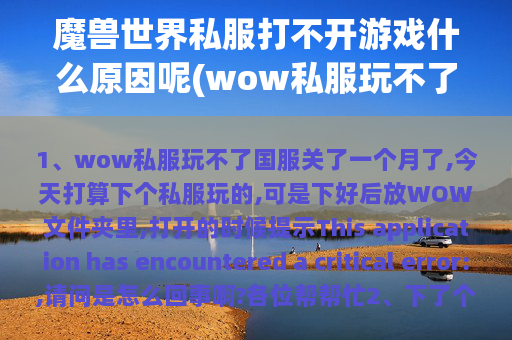 魔兽世界私服打不开游戏什么原因呢(wow私服玩不了)